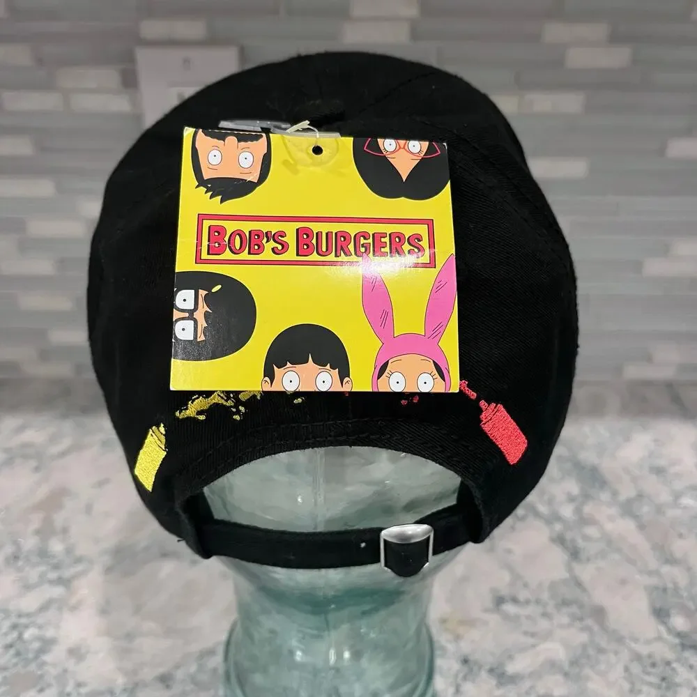 NWT Bob's Burgers Black Baseball Cap Hat Embroidered Logo Adjustable Dad Hat OS